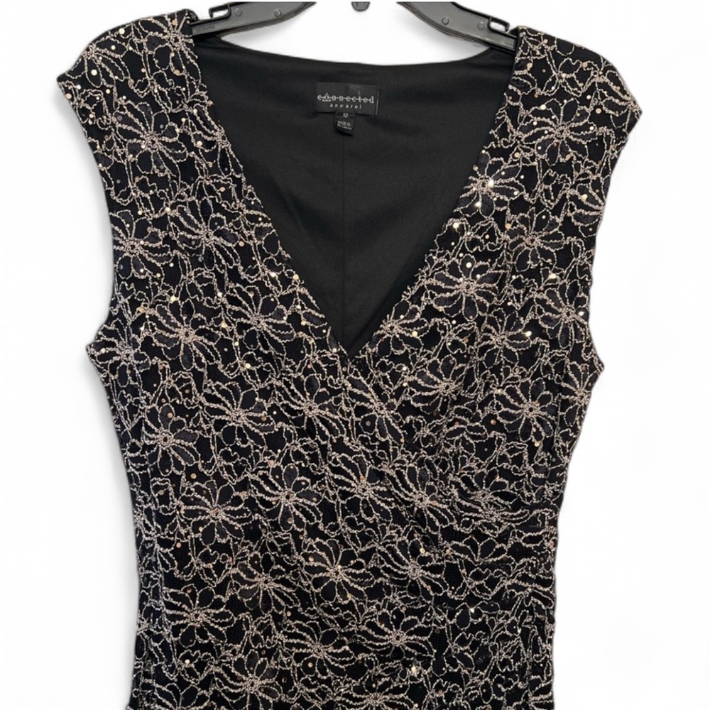 Connected Apparel Floral Lace Sequin Dress - Size 12 - Picture 6 of 7